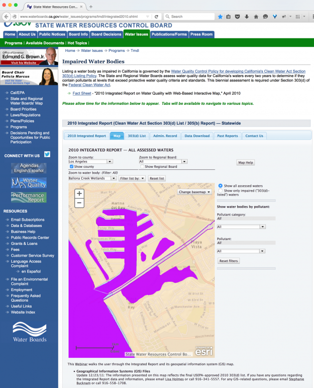 CalEPA 303D 2010 Assessed polluted water Marina Del Rey zoomed in_size800.png